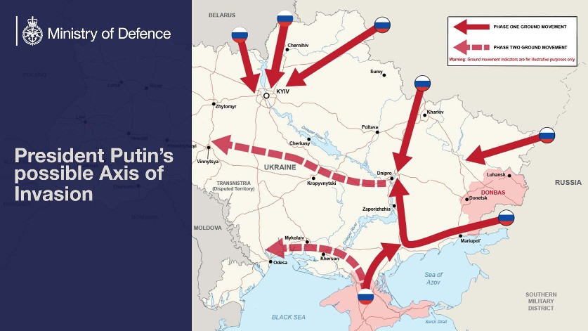 Карта вторжения России в Украину